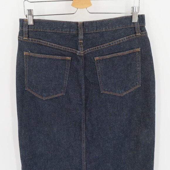 Gap Jeans Women 6 Long Skirt Dark Wash Blue Denim Jean Front Slit Pockets Y2K - Picture 5 of 10